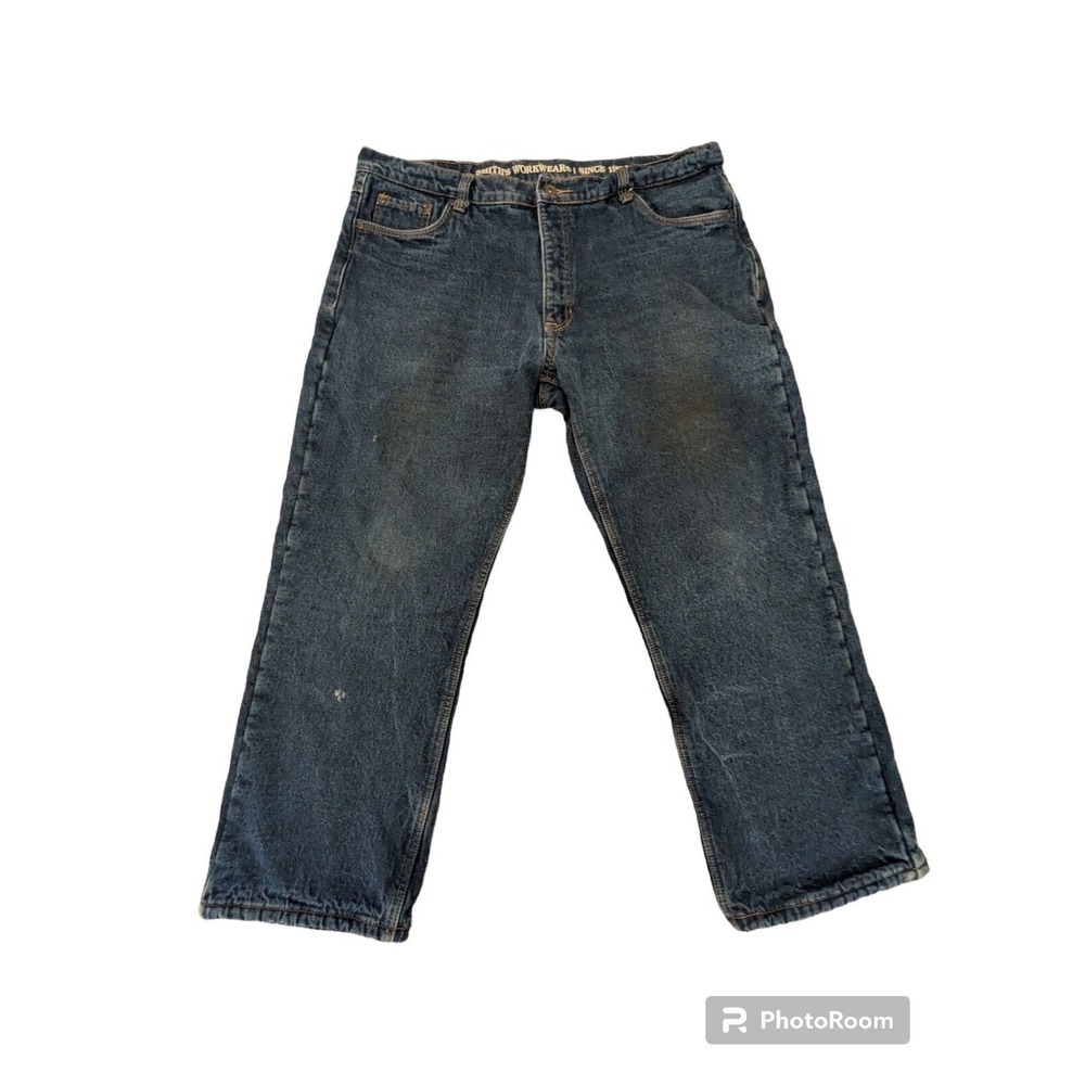 Smiths Mens Blue Workwear Denim Jeans Size 40x28 Fleece Lined Denim Jeans
